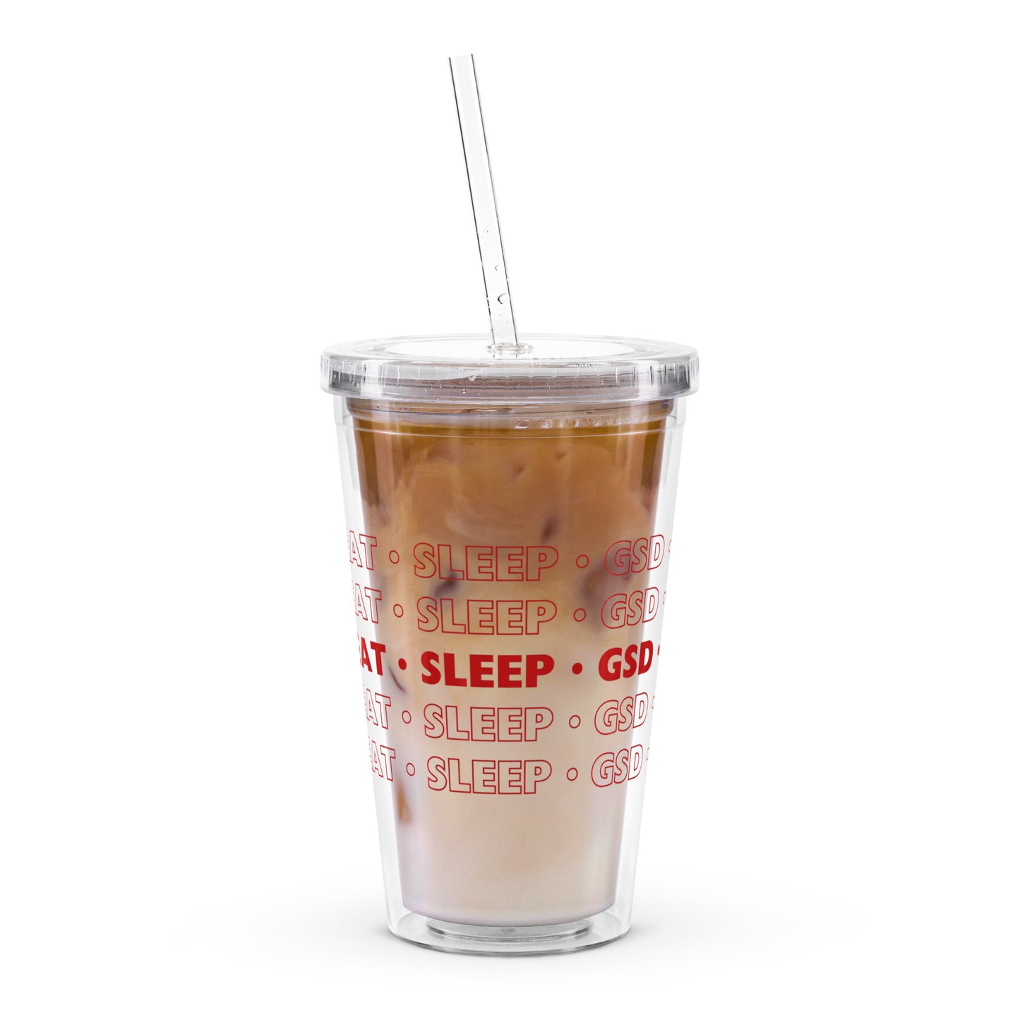 Eat Sleep GSD Repeat Military Spouse Mafia® clear plastic tumbler