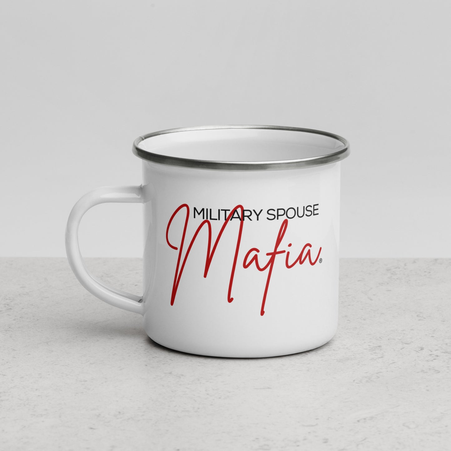 Let's Go! Military Spouse Mafia Enamel Mug